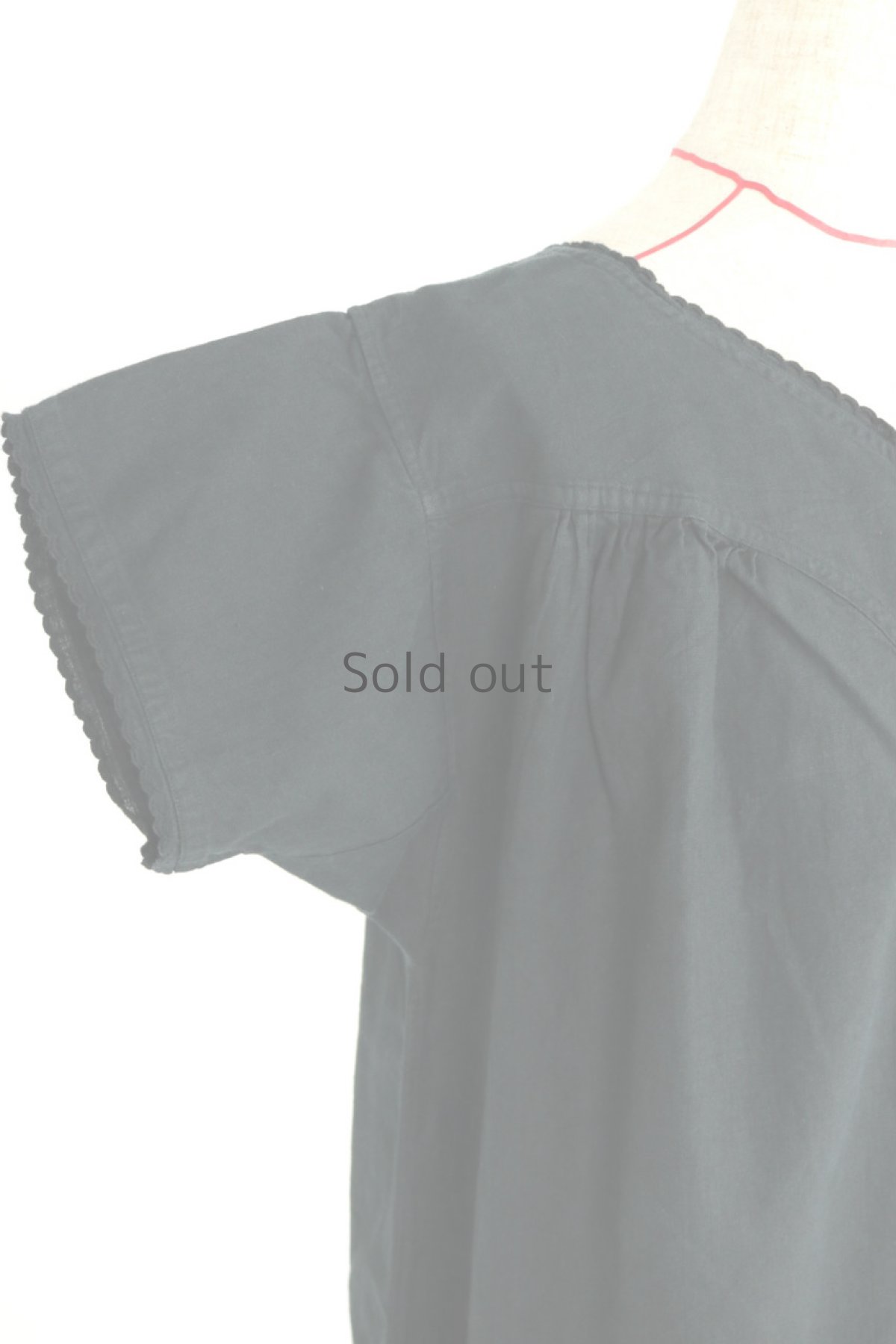 画像6: 【ドイツ】アンティークコットン×染　ヘンリーネック　ワンピース（黒） (6)