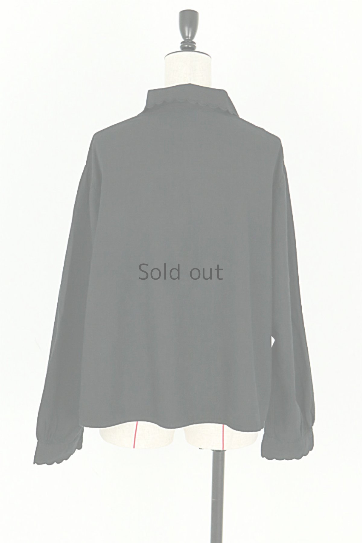 画像8: 【フランス】アンティークコットン×染め　長袖ブラウス(裏起毛/黒/幅広) (8)