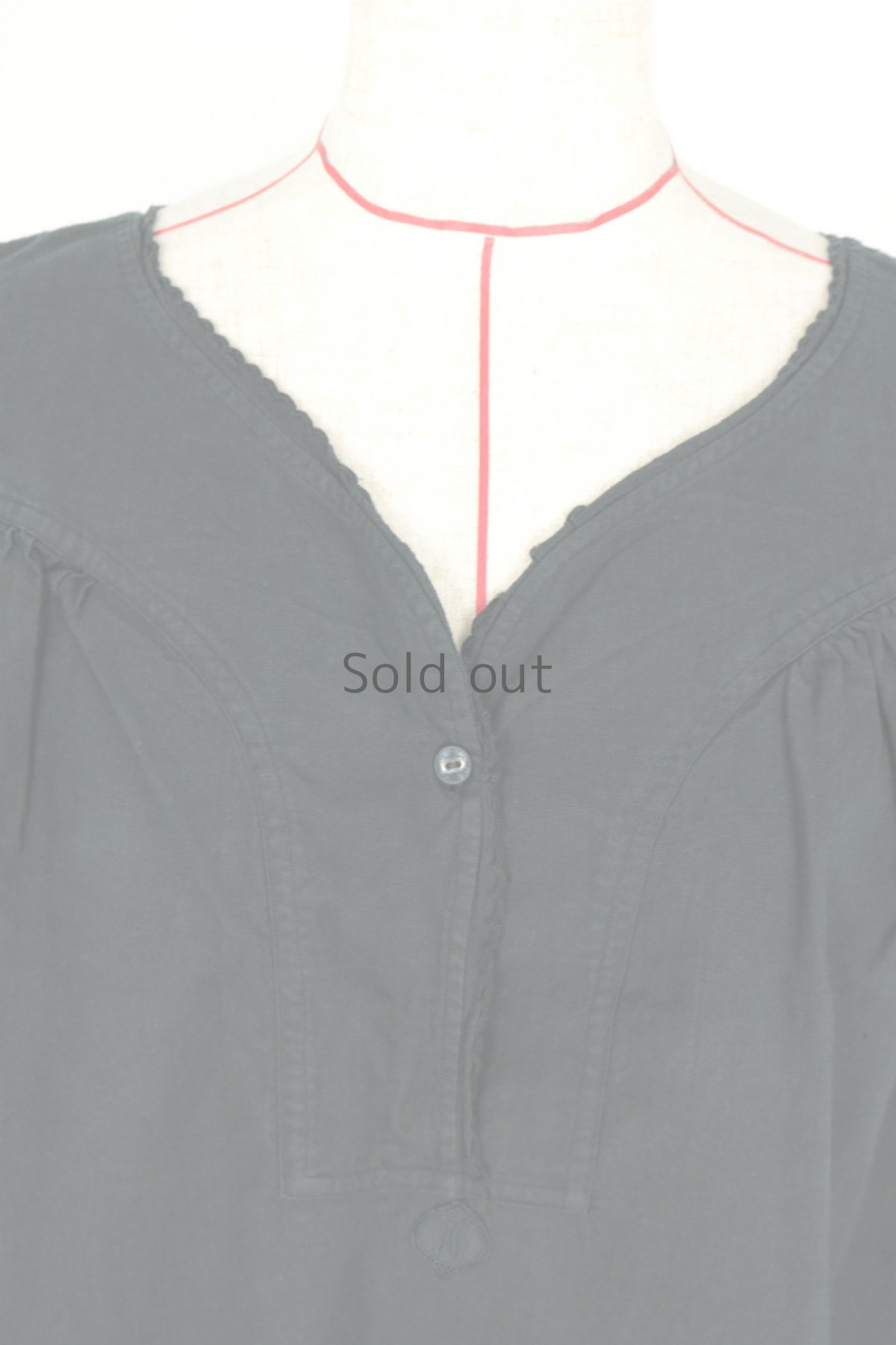 画像5: 【ドイツ】アンティークコットン×染　ヘンリーネック　ワンピース（黒） (5)