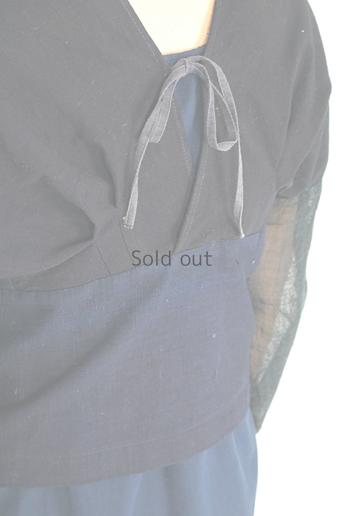 画像11: 【ササキチホ】藍染古布　タックカシュクールブラウス（ウコンカヤ袖） (11)