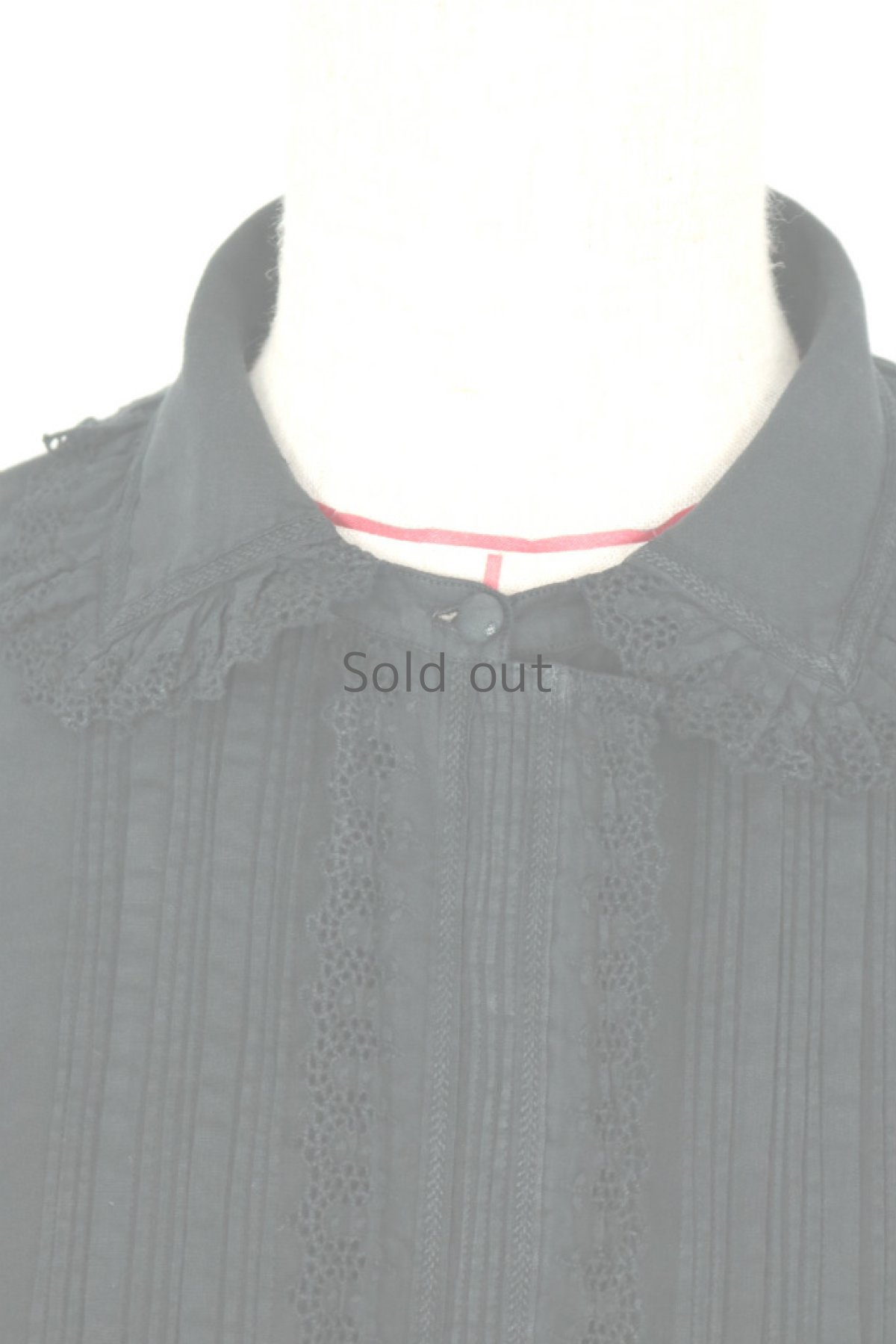 画像5: 【フランス】アンティークコットン×染め　クラシックブラウス(/黒/3つの包みボタン） (5)