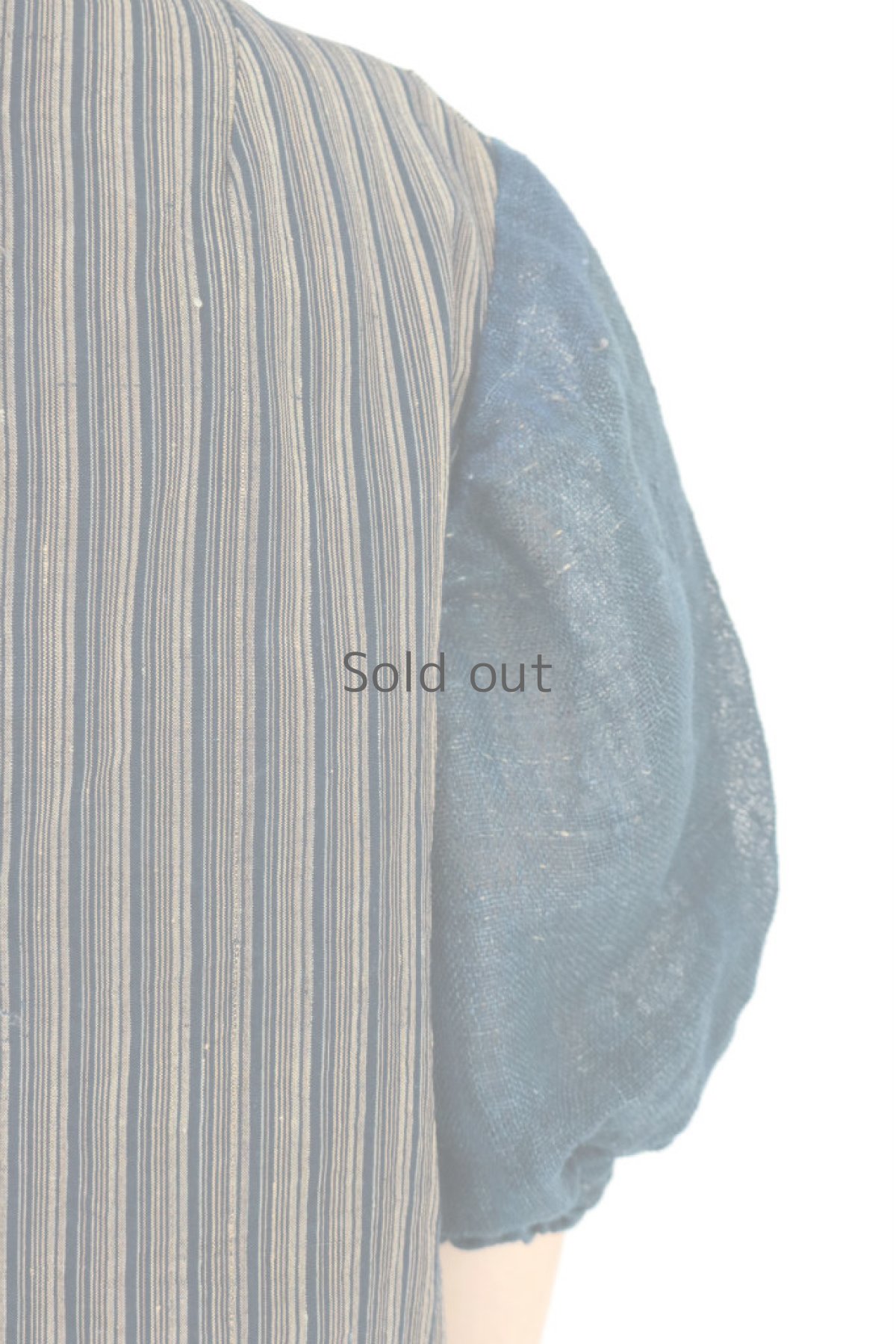 画像9: 【ササキチホ】藍染シマシマ古布　カヤ袖のブラウス（インディゴ） (9)