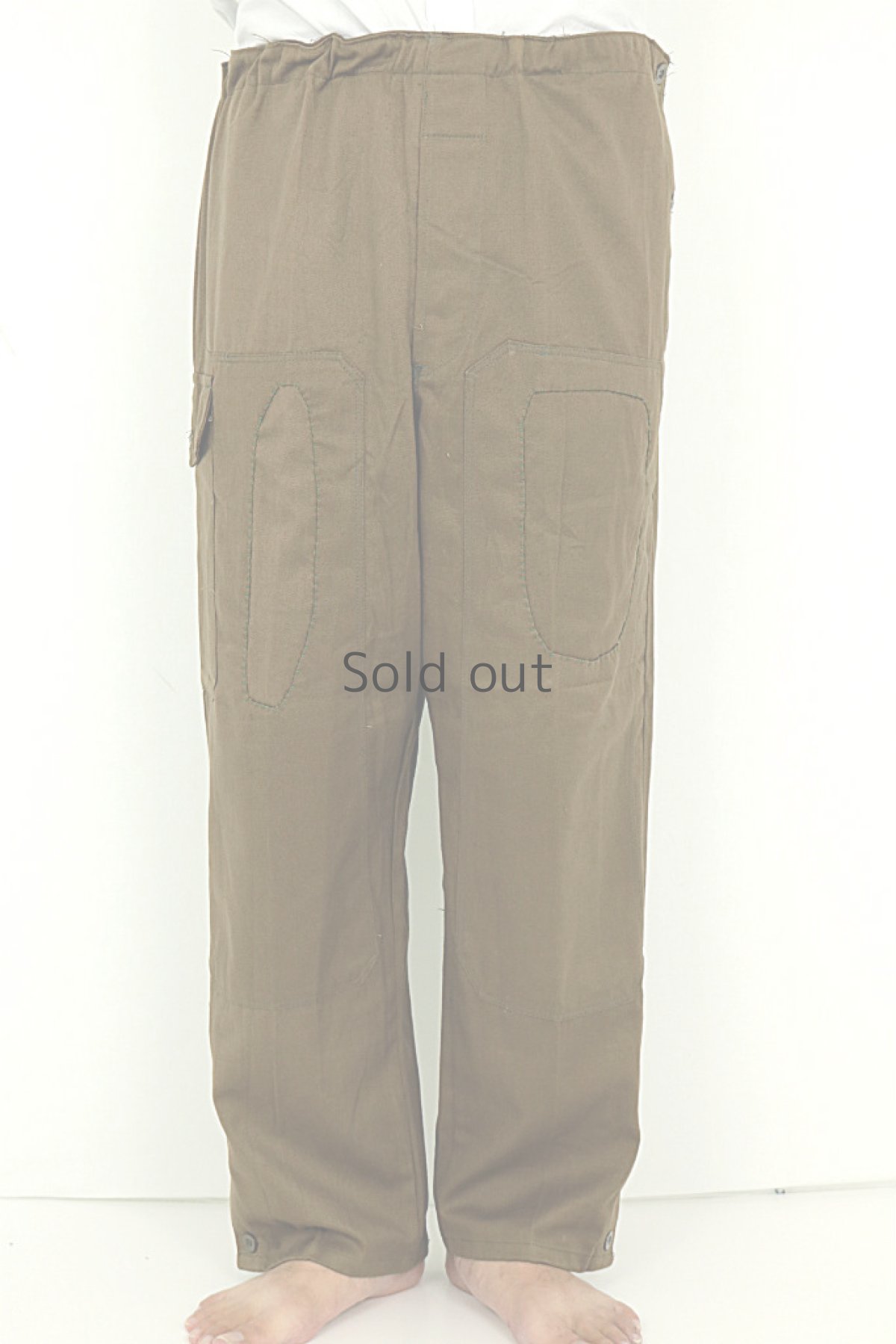 画像2: 【MITSUGU SASAKI】ビンテージ×リメイク　ブラウンイージーワークパンツ（腰ひも） (2)