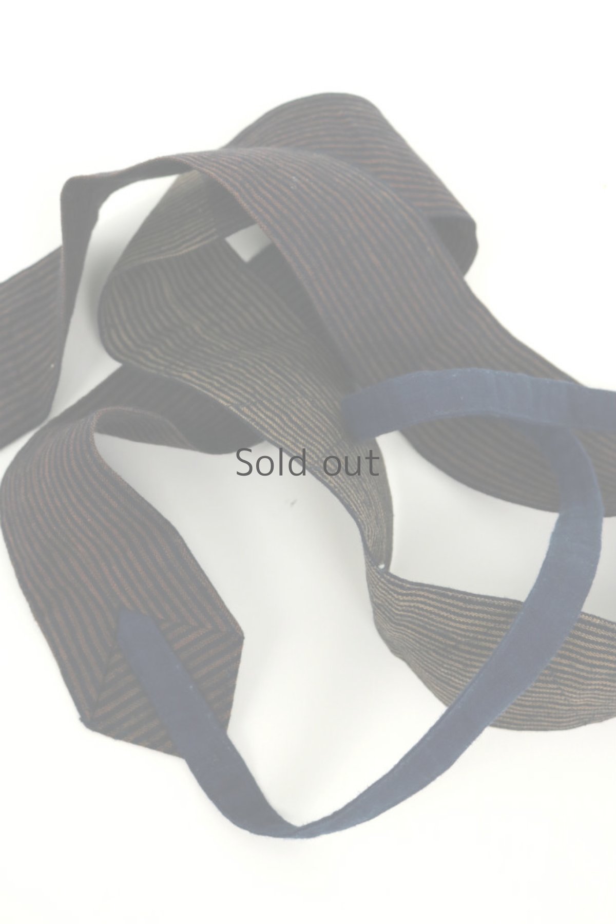 画像7: 【ササキチホ】古布　ウエストマーク　細帯ベルト（茶の縞） (7)