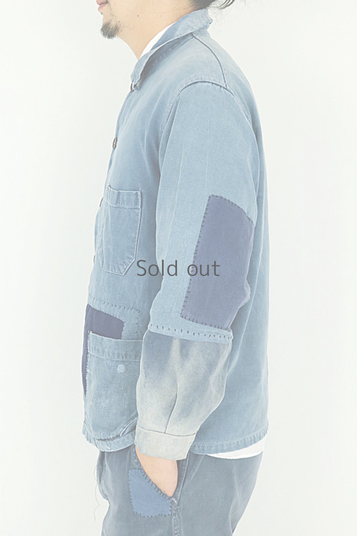 画像9: 【MITSUGU SASAKI】ビンテージリメイク　パッチワーク　ワークジャケット（色薄め） (9)