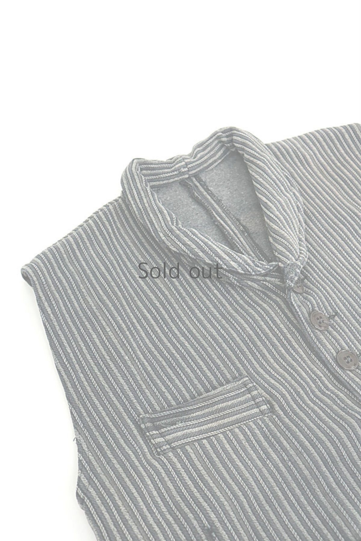 画像2: 【フランス】手作りされたコットンピケストライプのジレ (2)