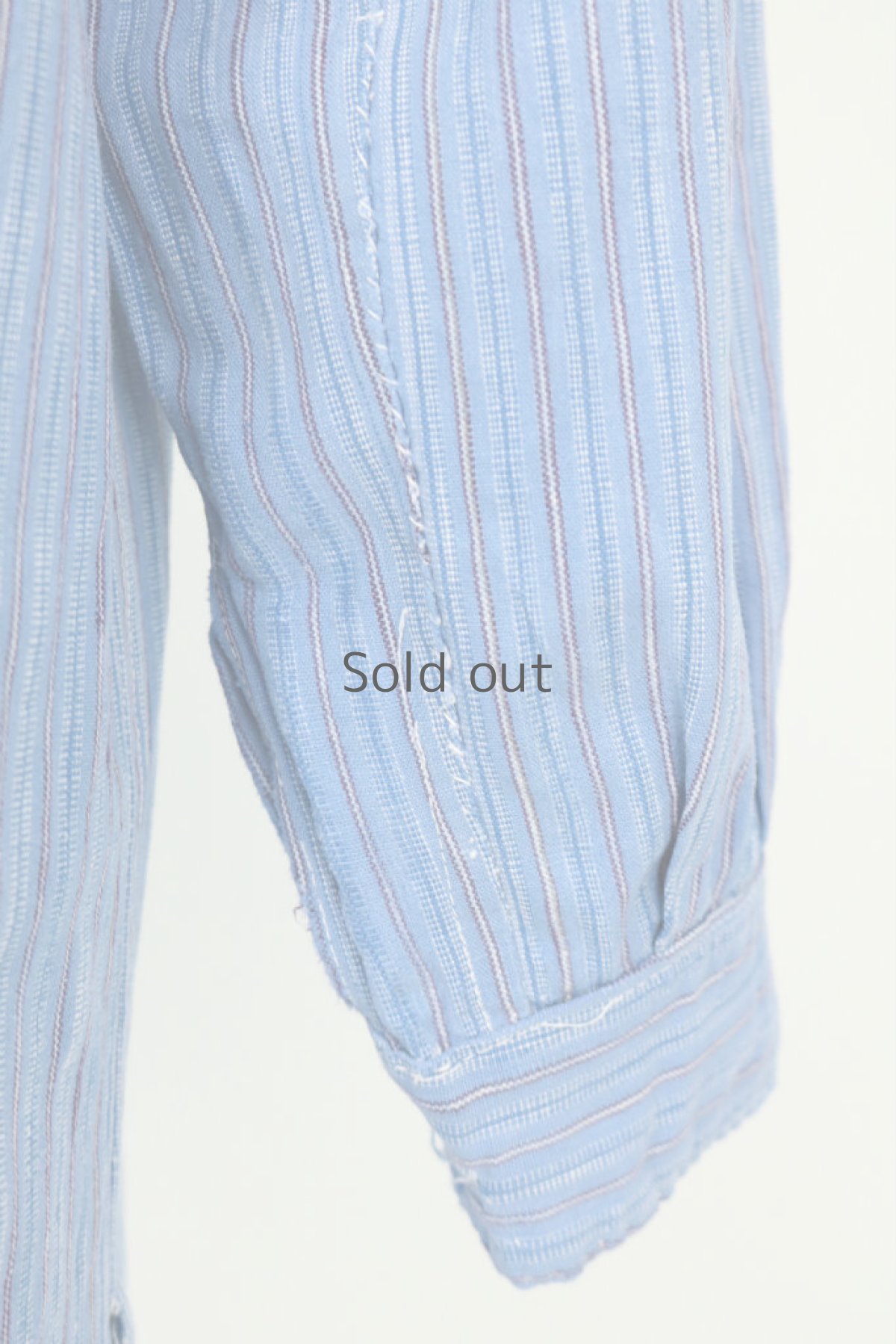 画像11: 【フランス】１９５０年代頃のリペアされたストライプ　プルオーバーシャツ（ブルー） (11)