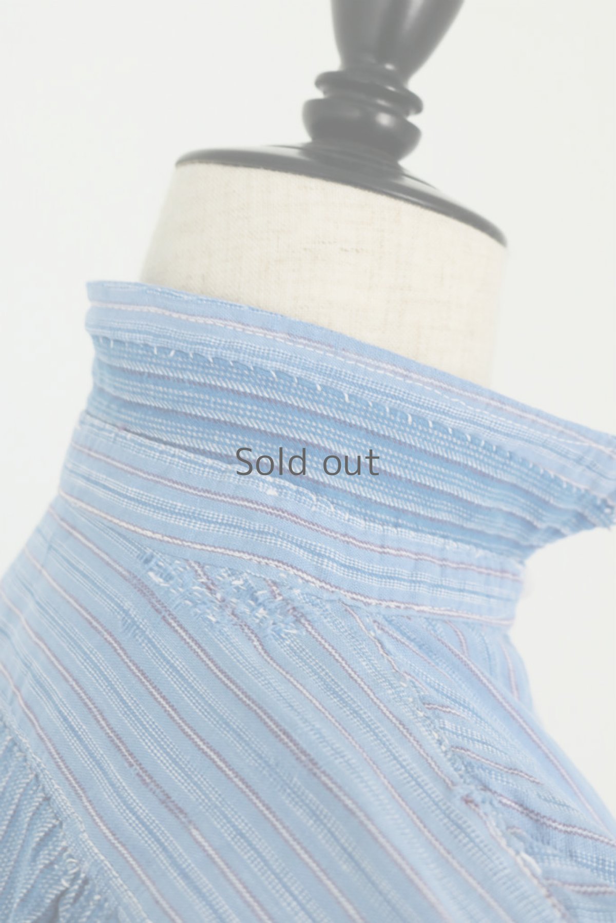 画像14: 【フランス】１９５０年代頃のリペアされたストライプ　プルオーバーシャツ（ブルー） (14)