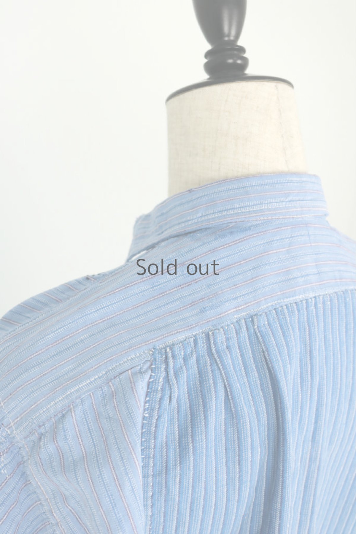 画像9: 【フランス】１９５０年代頃のリペアされたストライプ　プルオーバーシャツ（ブルー） (9)