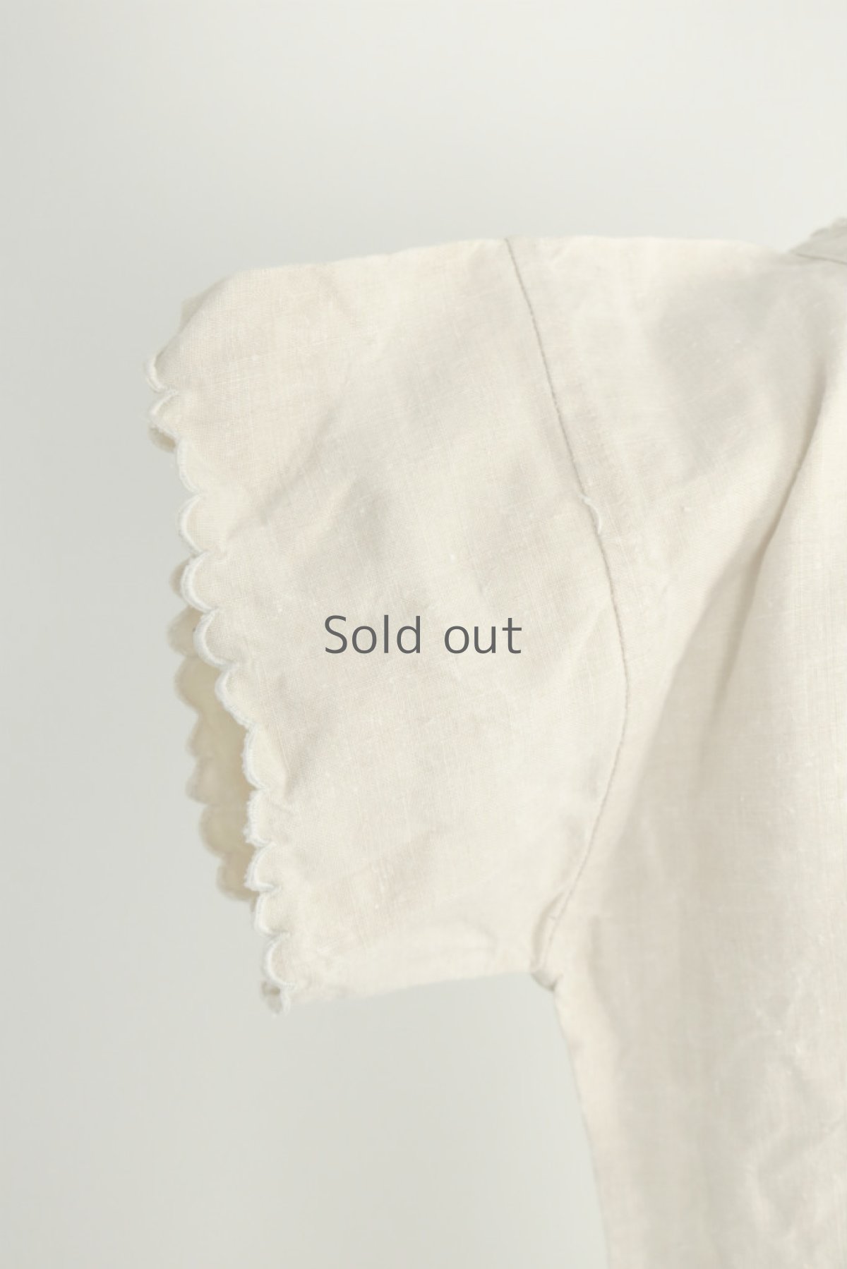 画像4: 【フランス】アンティークリネン　半袖　ヘンリーネックワンピース（生成り） (4)