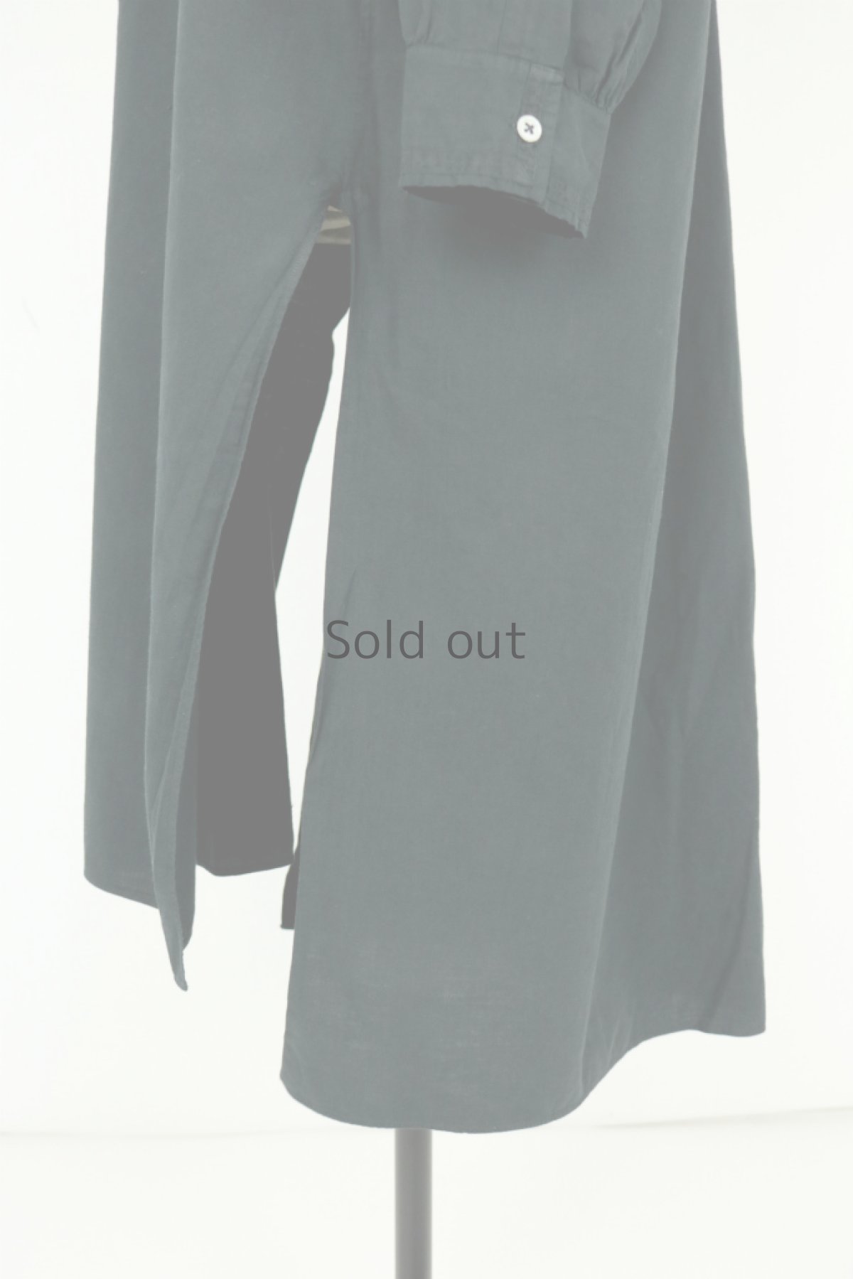 画像9: 【フランス】アンティークコットン×染め　長袖　シャツワンピース（黒） (9)