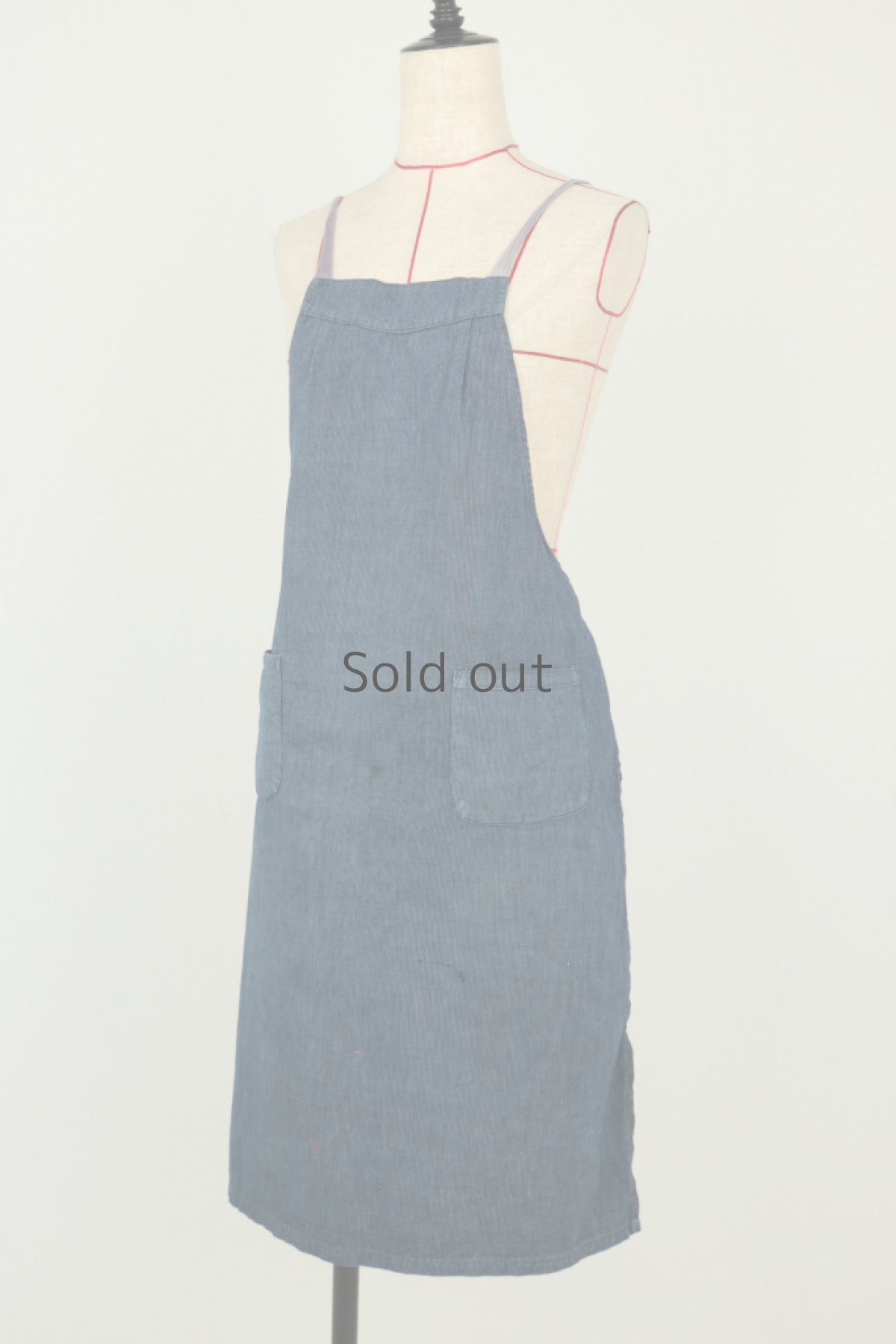 画像2: 【フランス】1930年代頃のインディゴストライプエプロン（少年用） (2)