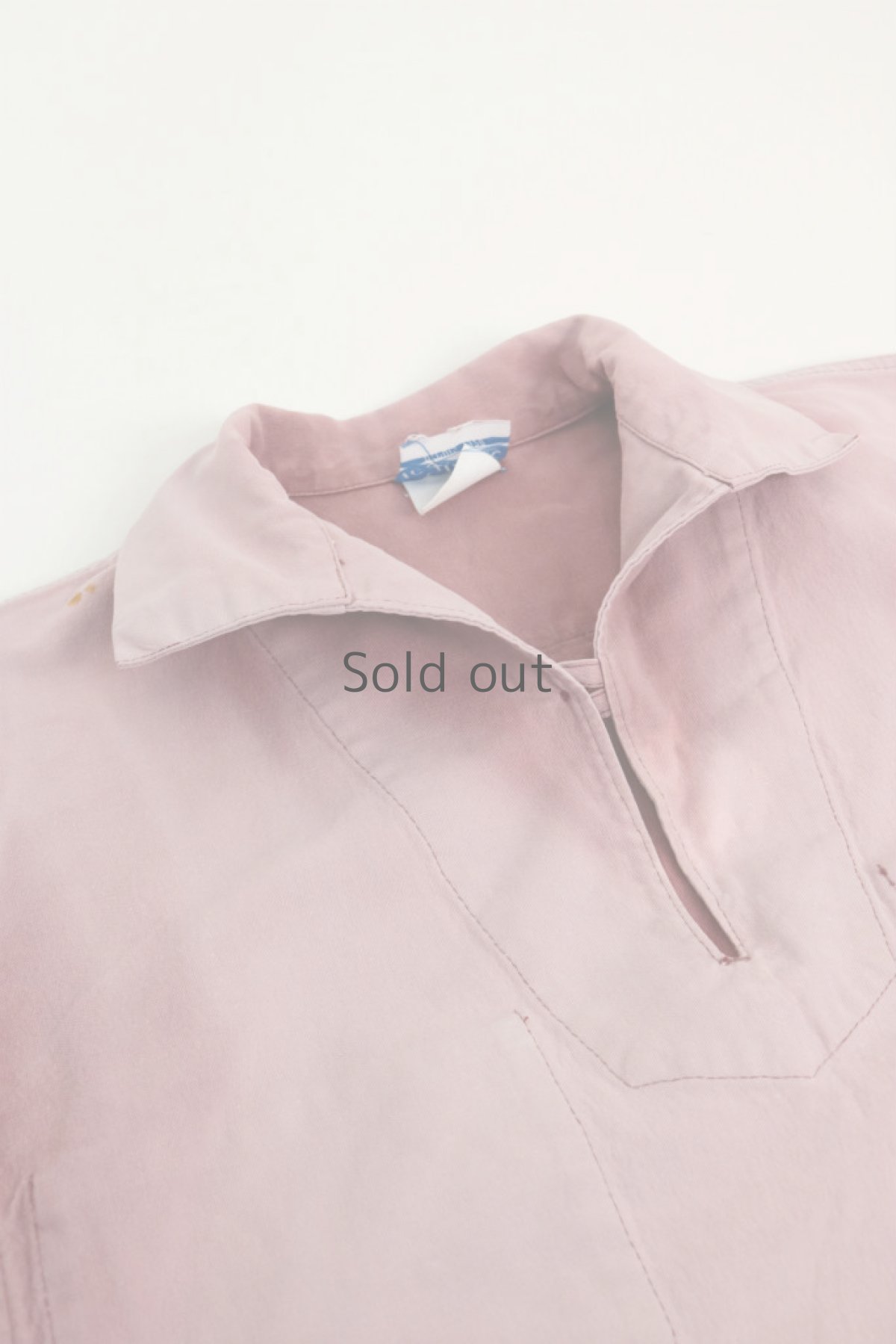 画像2: 【フランス】ビンテージ　セーラーワークシャツ（Le Glazik/サーモンピンク） (2)