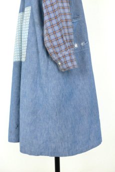 画像15: 【MITSUGU SASAKI】1950年代頃 パッチワークシャンブレー　ワークドレス（水色とチェック） (15)