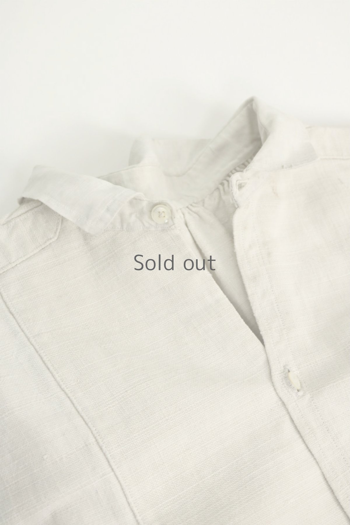 画像2: 【フランス】２０世紀初頭のアンティークリネン　スモックロングシャツ（白色） (2)