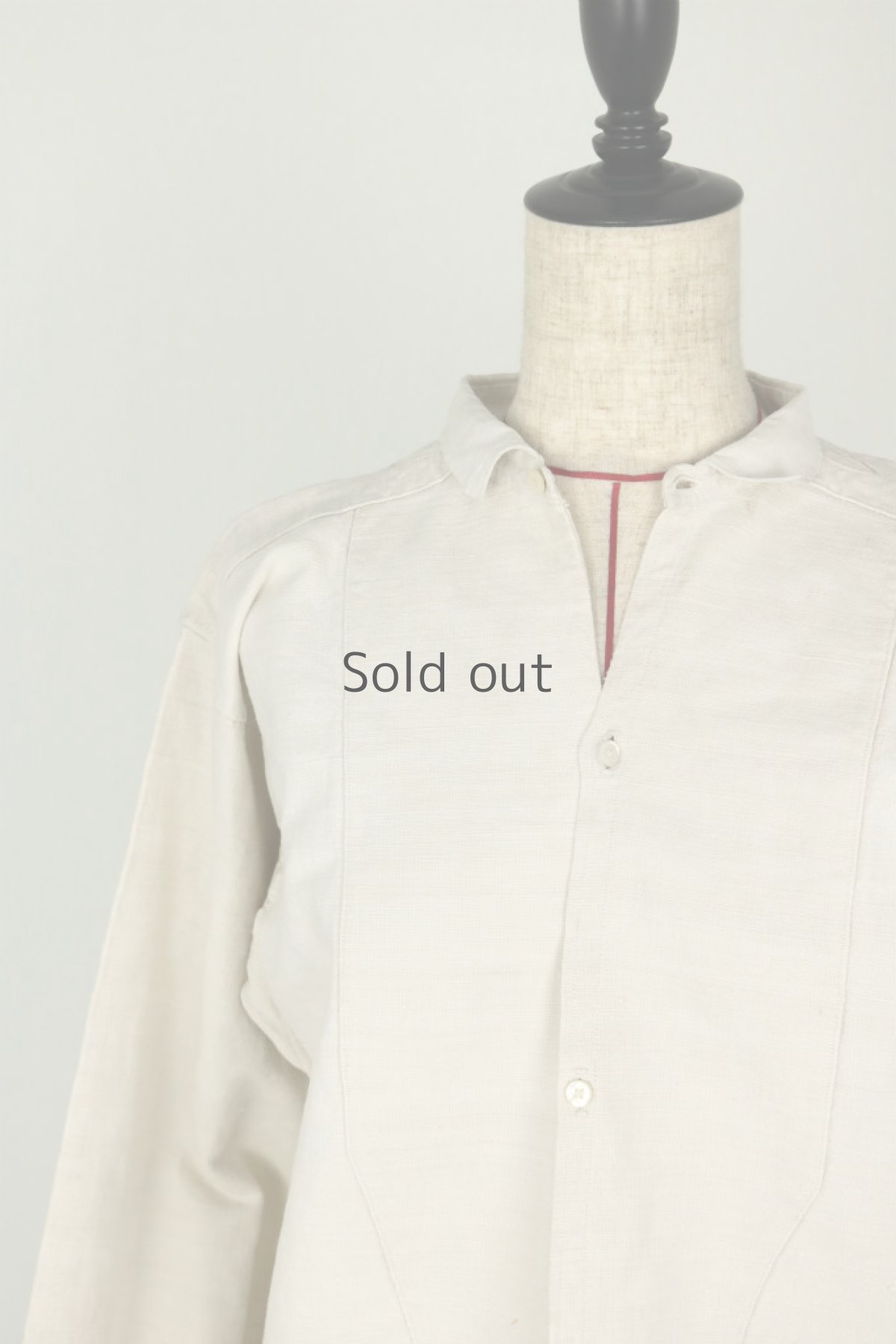 画像14: 【フランス】２０世紀初頭のアンティークリネン　スモックロングシャツ（白色） (14)