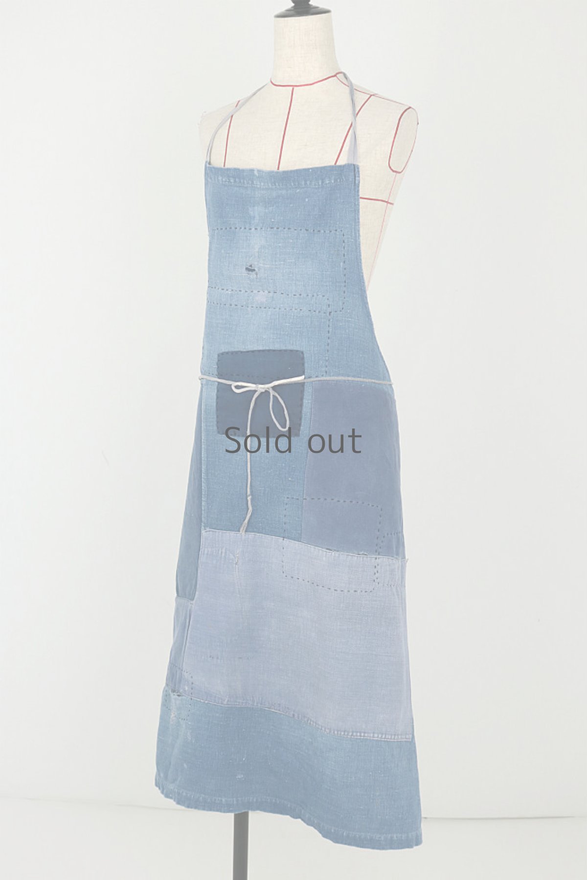画像9: 【佐々木印】ビンテージリメイク パッチワーク インディゴコットンエプロン (9)