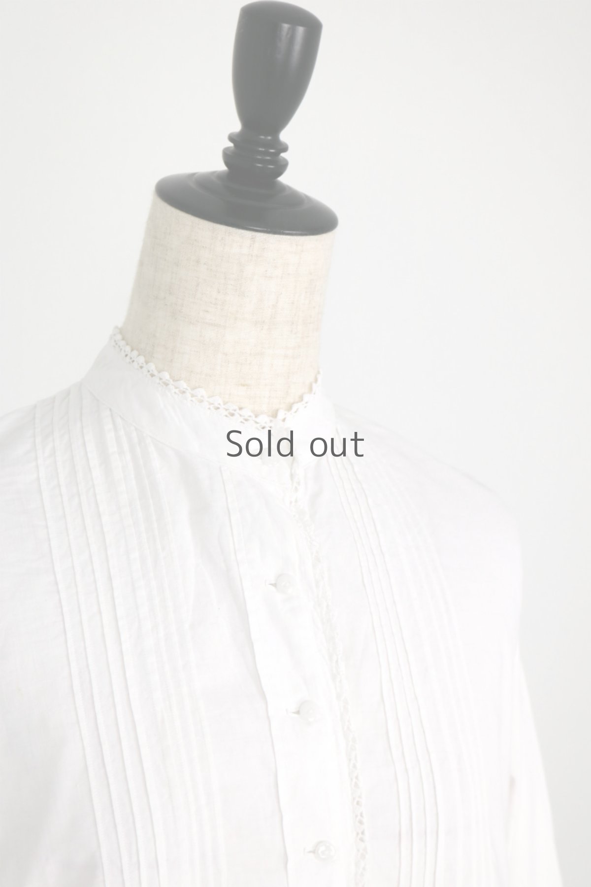 画像3: 【フランス】アンティークコットン　スタンドカラー　クラシックレースブラウス(白) (3)