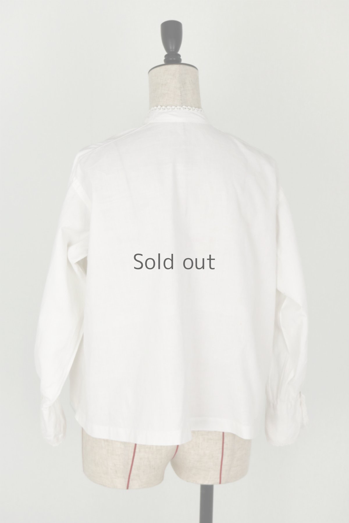 画像10: 【フランス】アンティークコットン　スタンドカラー　クラシックレースブラウス(白) (10)