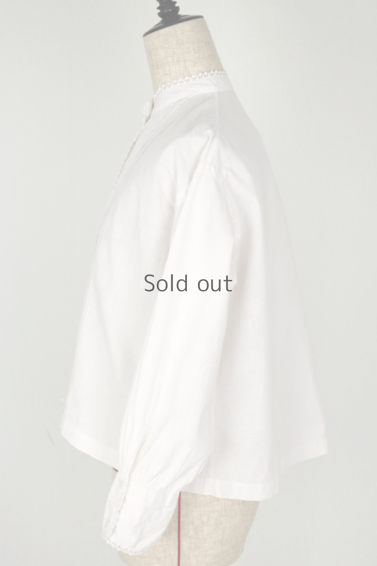 画像6: 【フランス】アンティークコットン　スタンドカラー　クラシックレースブラウス(白) (6)