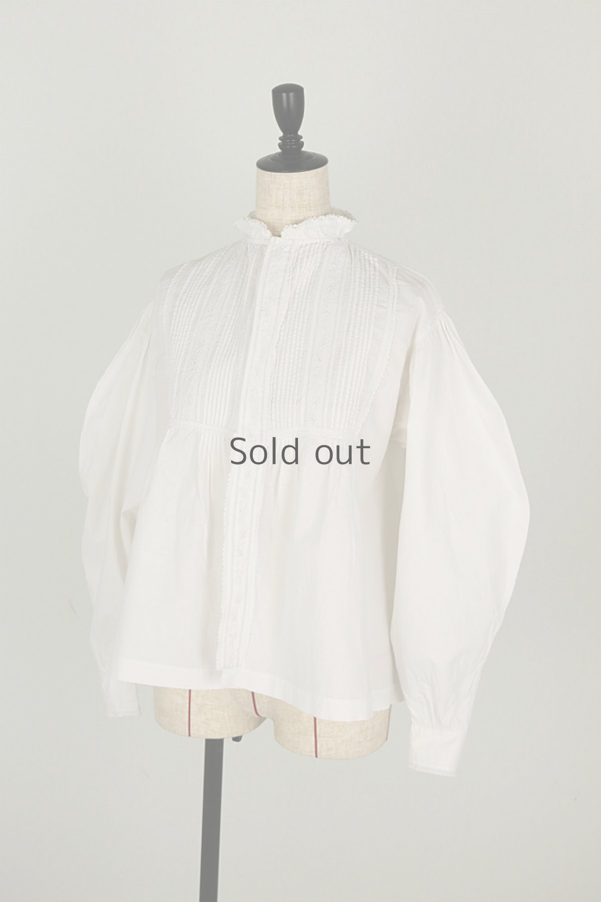 画像2: 【フランス】アンティークコットン　ボリュームスリーブ　クラシックブラウス(白) (2)