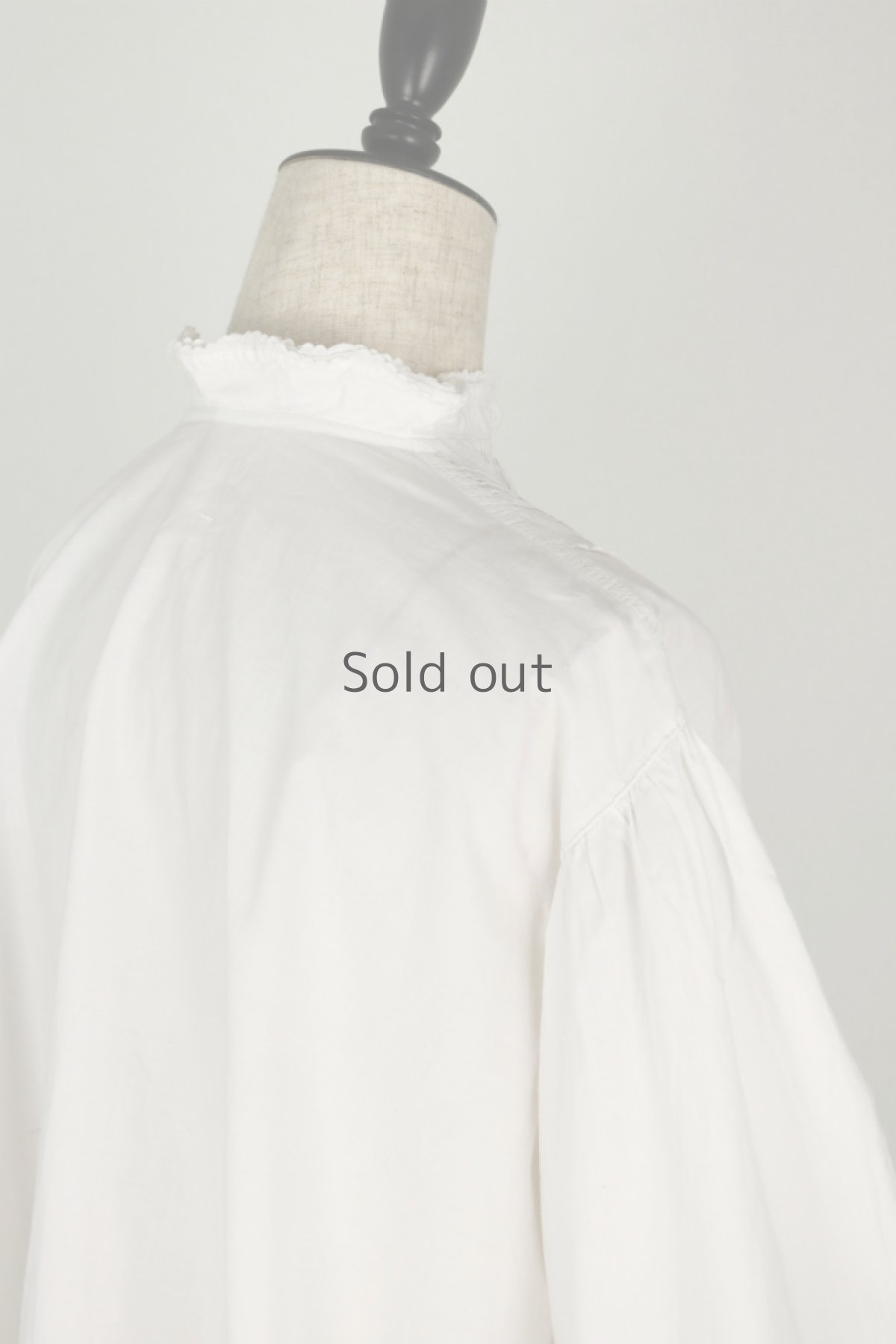 画像11: 【フランス】アンティークコットン　ボリュームスリーブ　クラシックブラウス(白) (11)