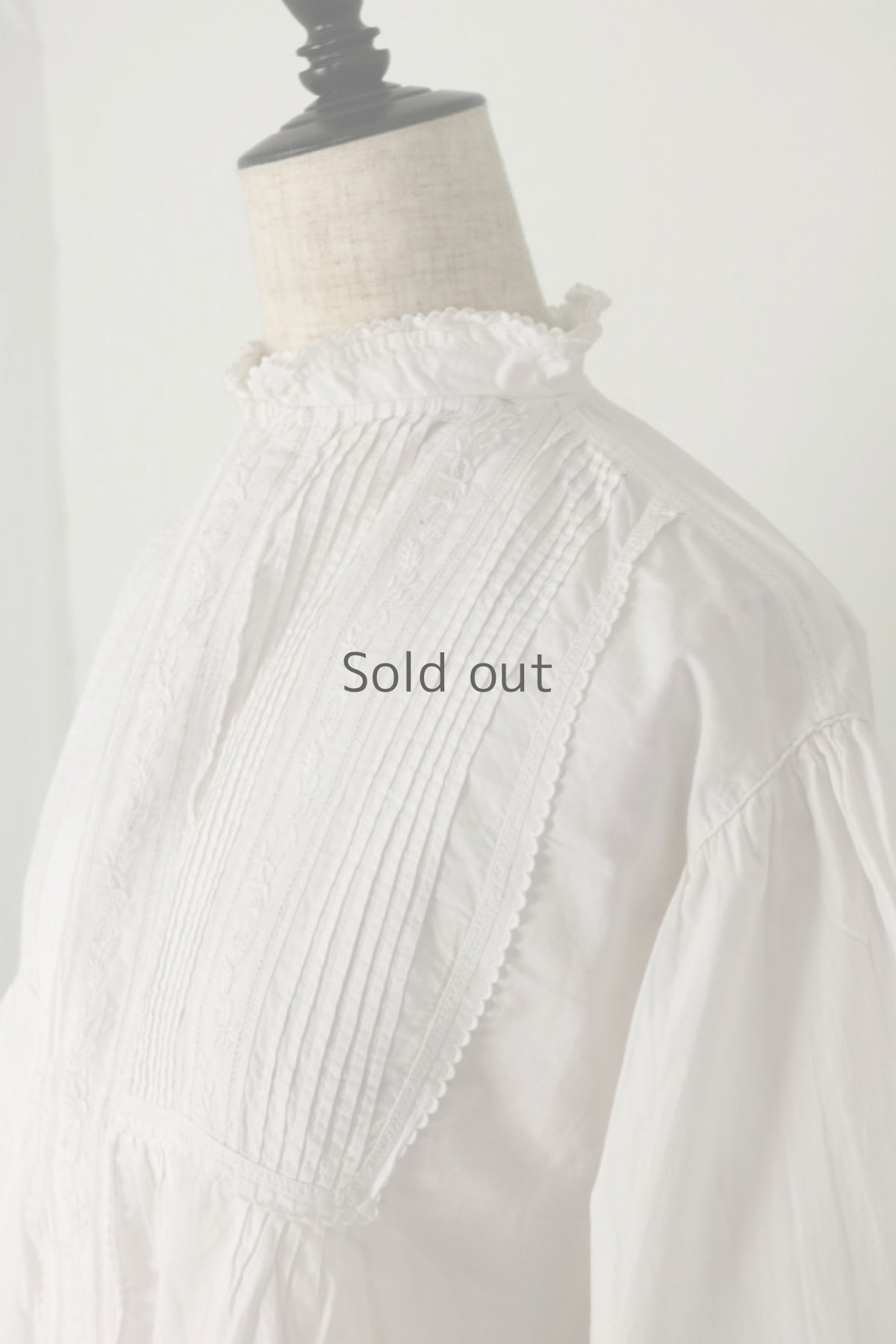 画像3: 【フランス】アンティークコットン　ボリュームスリーブ　クラシックブラウス(白) (3)