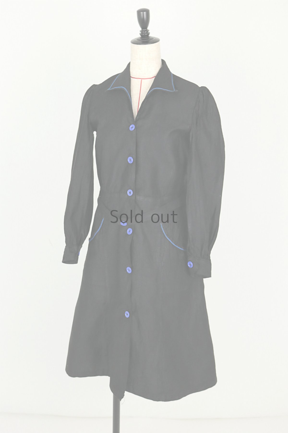 画像2: 【フランス】１９３０年代頃の女性用ブラックワークコート（小さめ） (2)