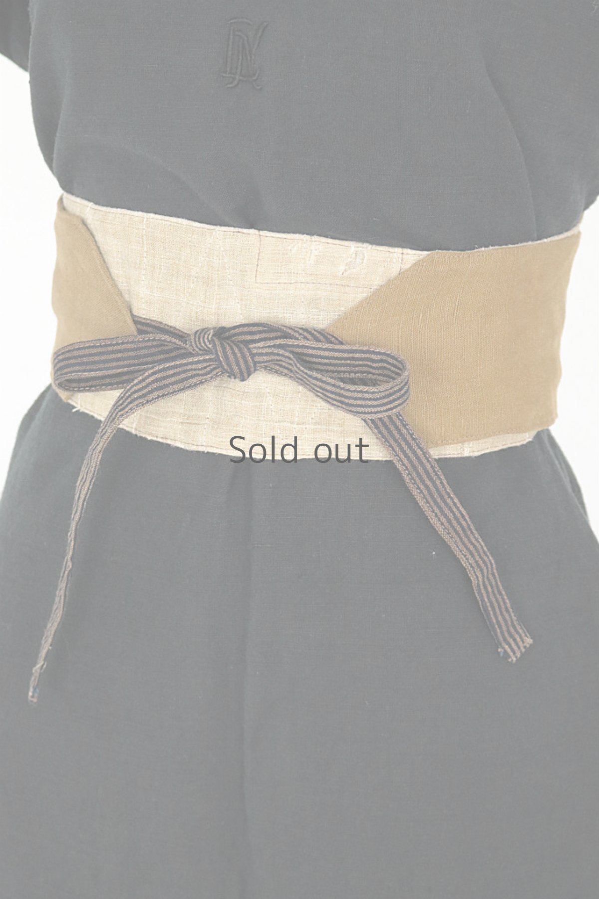 画像6: 【ササキチホ】アンティークリネン×染め　ウエストマーク　帯ベルト（生成りと茶色） (6)