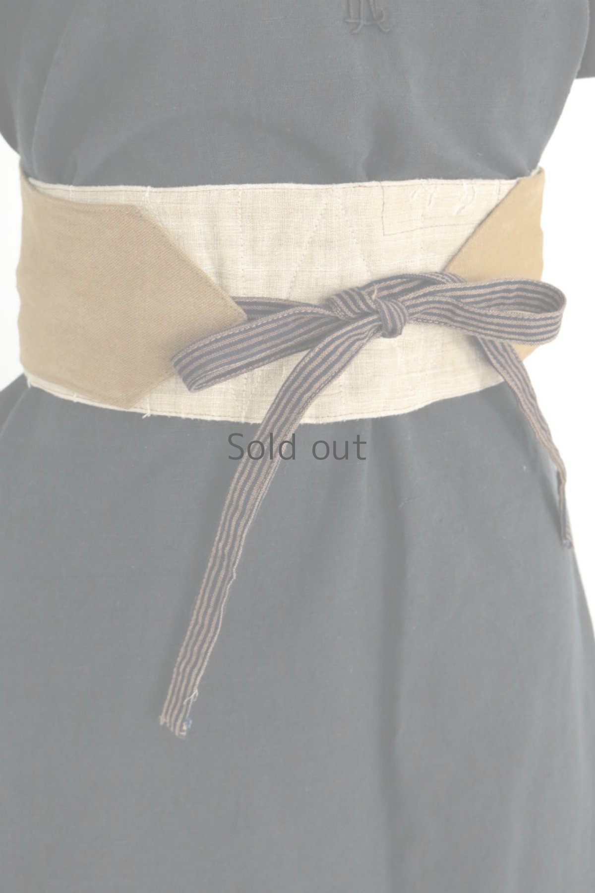 画像7: 【ササキチホ】アンティークリネン×染め　ウエストマーク　帯ベルト（生成りと茶色） (7)