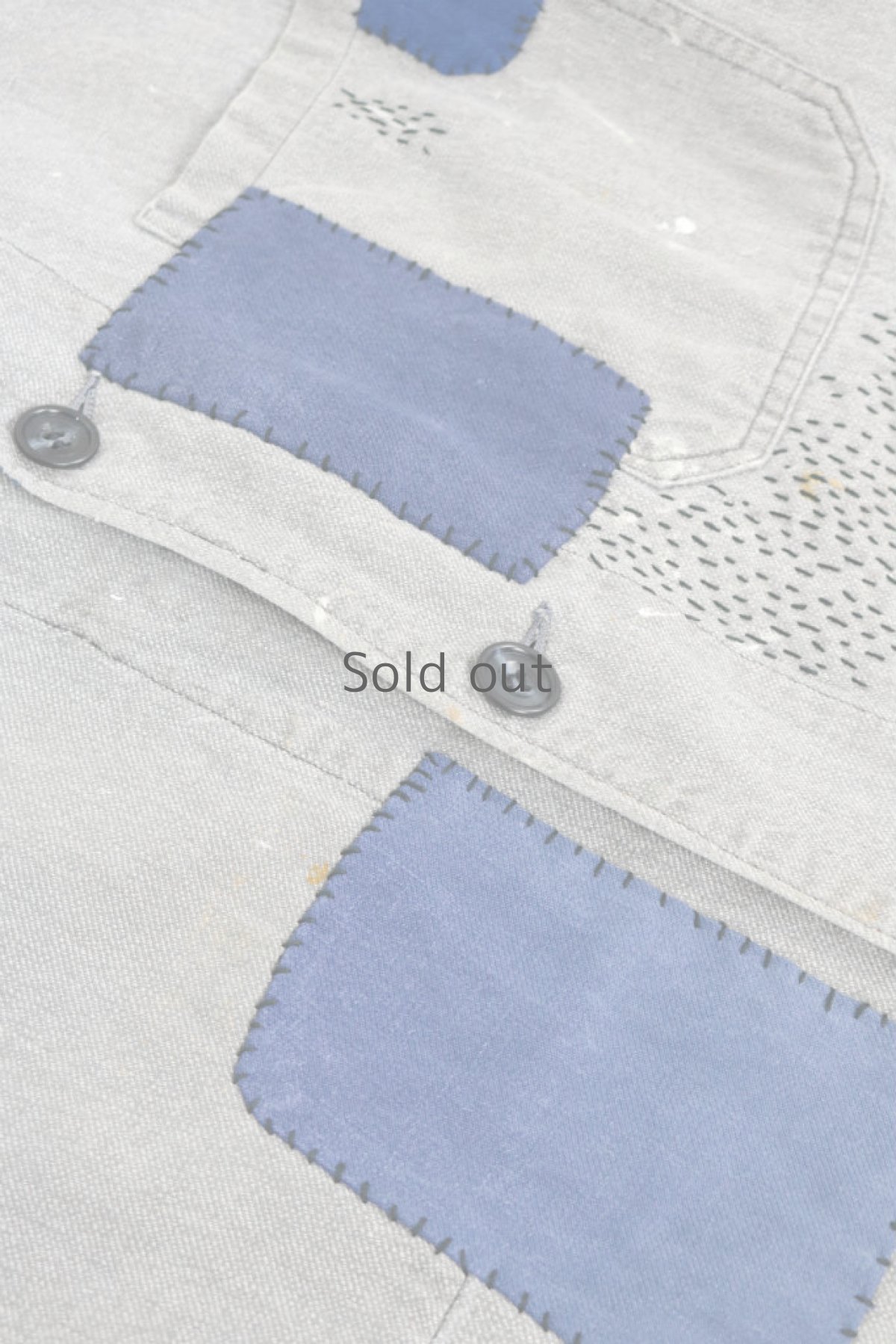 画像6: 【MITSUGU SASAKI】ビンテージリメイク　ブルーパッチワーク　黒シャンアトリエコート（VETRA） (6)