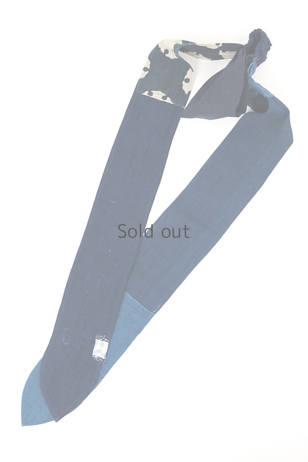 画像2: 【ササキチホ】藍染古布　ターバンヘアバン（濃藍と藍/2トーン/白刺し子） (2)