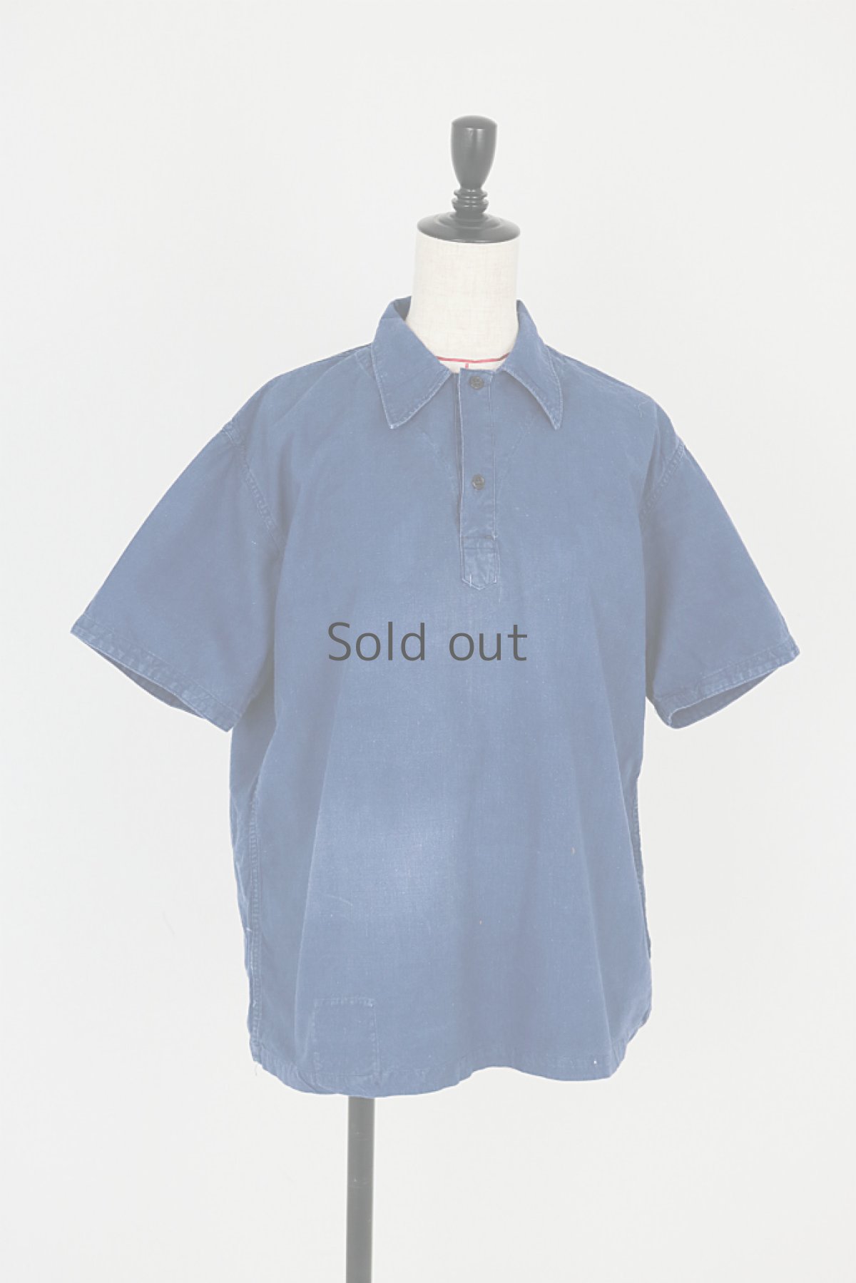 画像2: 【フランス】1950年代頃のブルーコットン　半袖ワークシャツ (2)