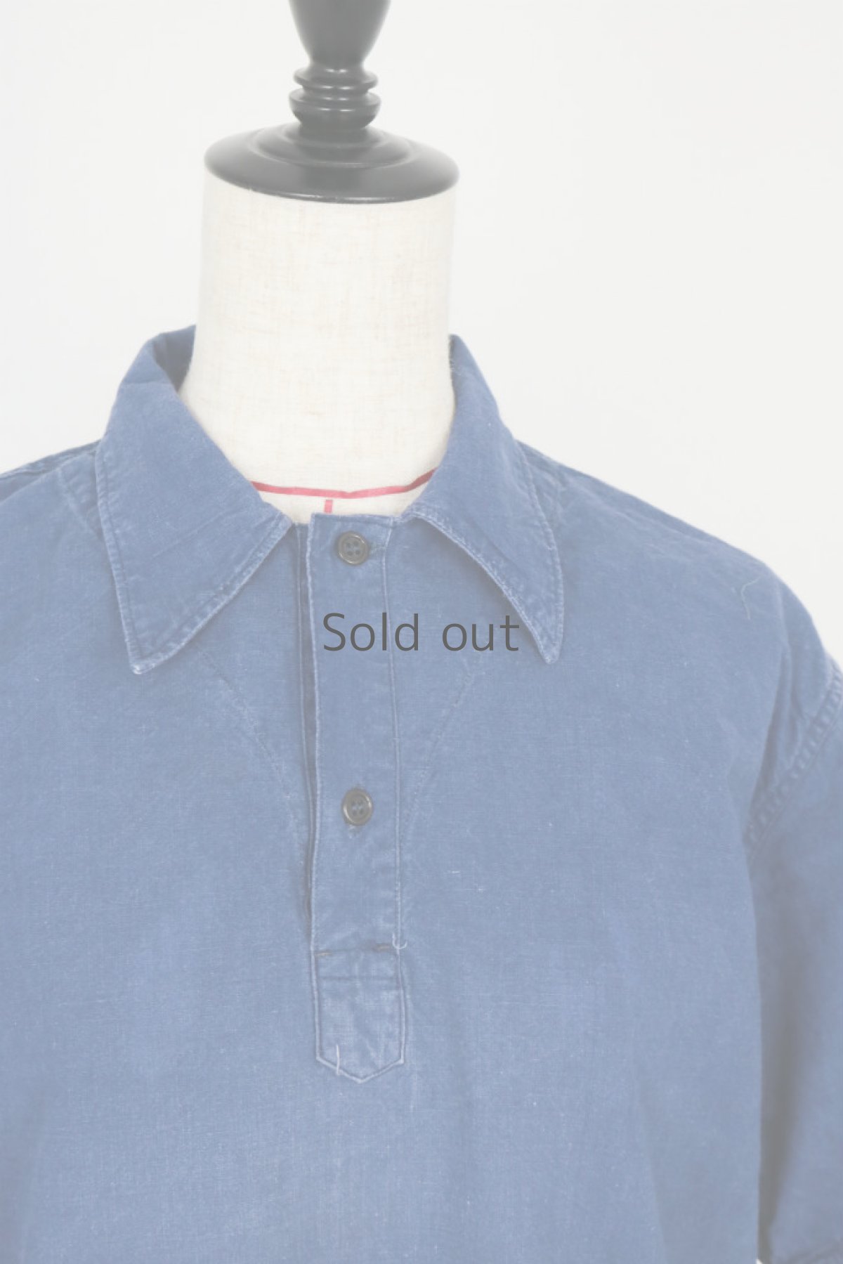 画像3: 【フランス】1950年代頃のブルーコットン　半袖ワークシャツ (3)