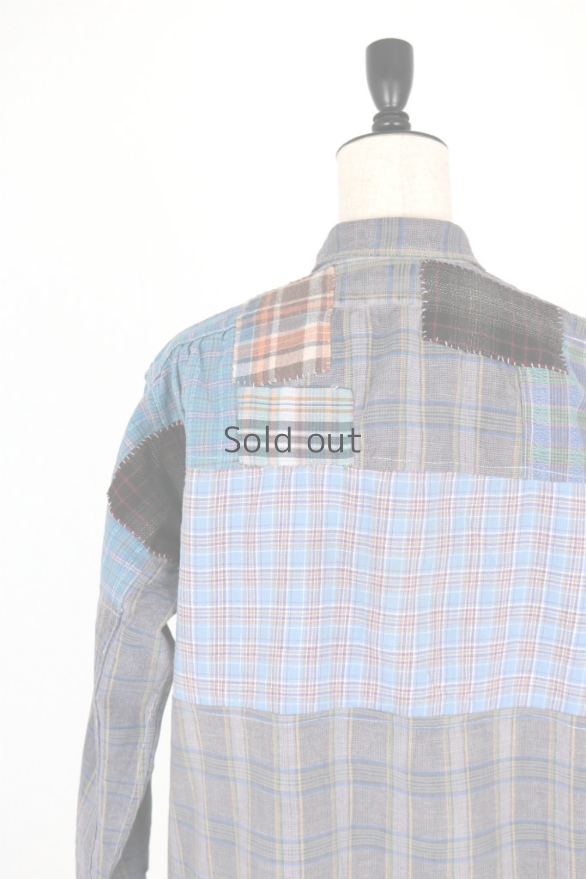 画像10: 【佐々木印】ビンテージリメイク　パッチワークネルプルオーバーシャツ（グレーチェック） (10)