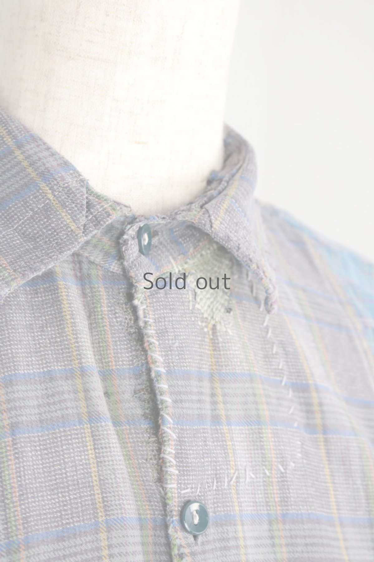 画像3: 【佐々木印】ビンテージリメイク　パッチワークネルプルオーバーシャツ（グレーチェック） (3)