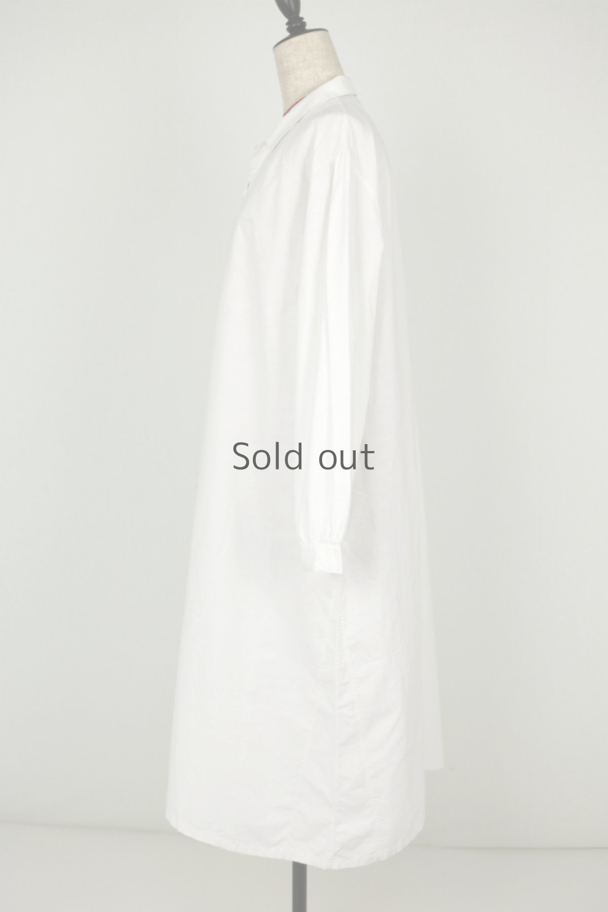 画像5: 【フランス】アンティークコットン　長袖　シャツワンピース（白） (5)