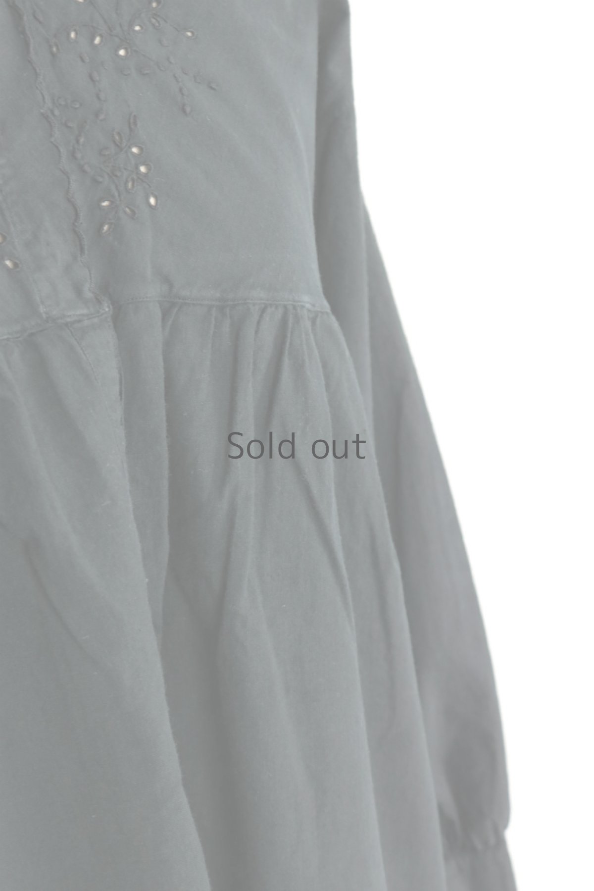 画像4: 【フランス】アンティークコットン×染め　長袖　ロングワンピース（黒） (4)