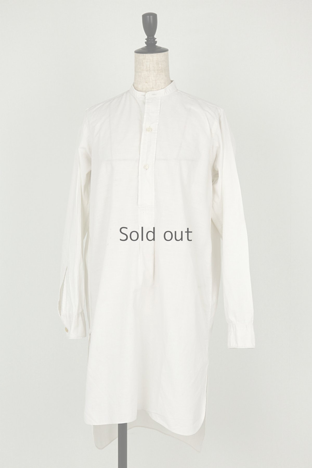 画像2: 【フランス】20世紀中期のアンティークコットン　スモックロングシャツ（白色） (2)
