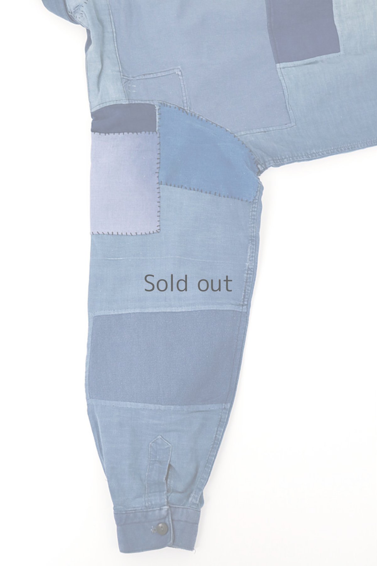 画像9: 【佐々木印】ビンテージリメイク　パッチワークブルーワークシャツ（ハンドメイド？） (9)