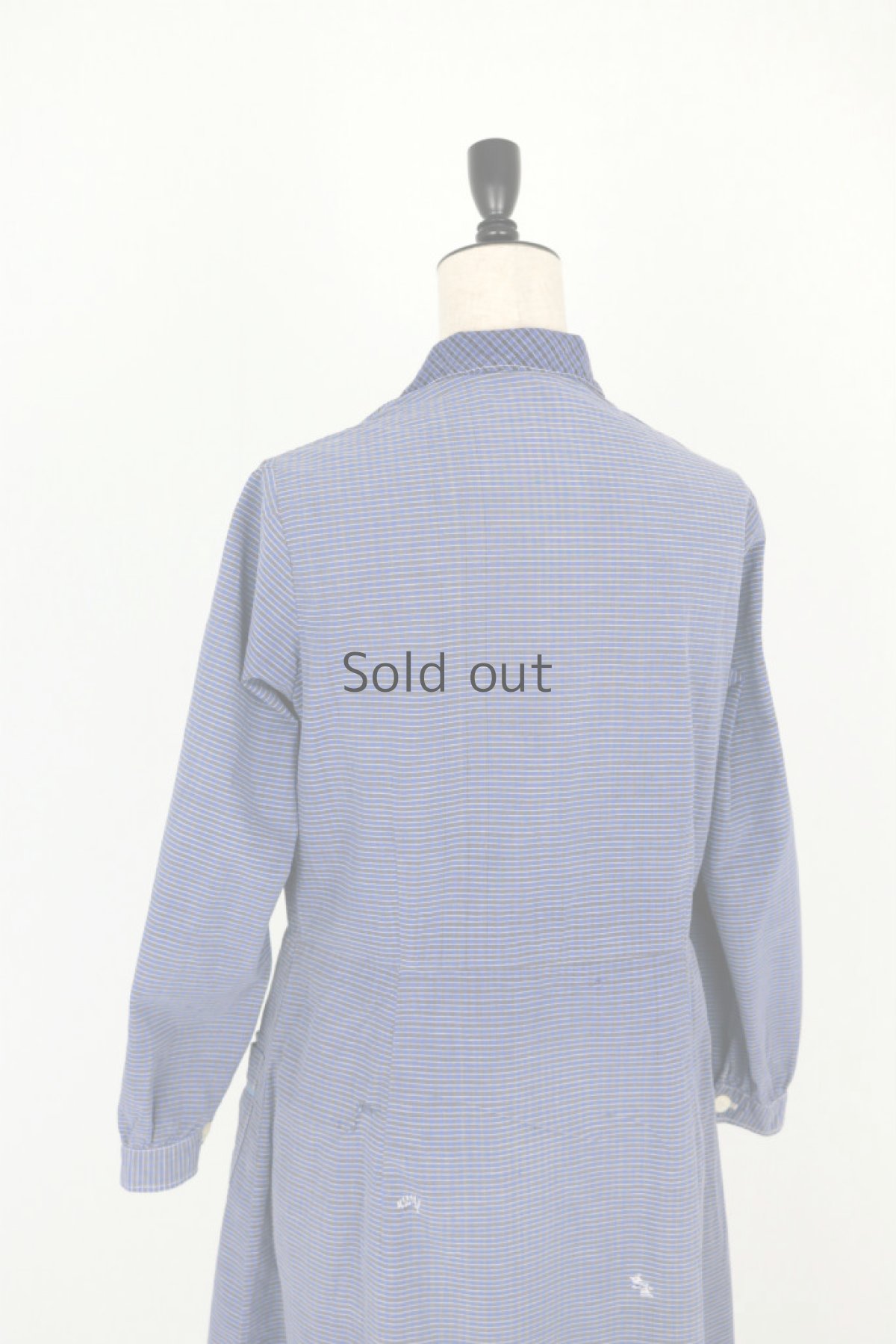 画像10: 【フランス】1950年代頃 　チェック柄　ワークドレス（ブルー） (10)