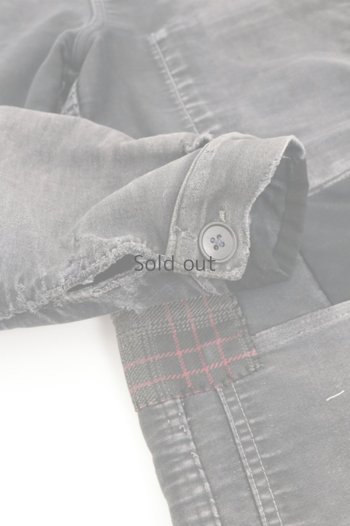 画像8: 【MITSUGU SASAKI】ビンテージリメイク　パッチワーク　黒モールスキンワークジャケット（SUPER DOLMEN） (8)