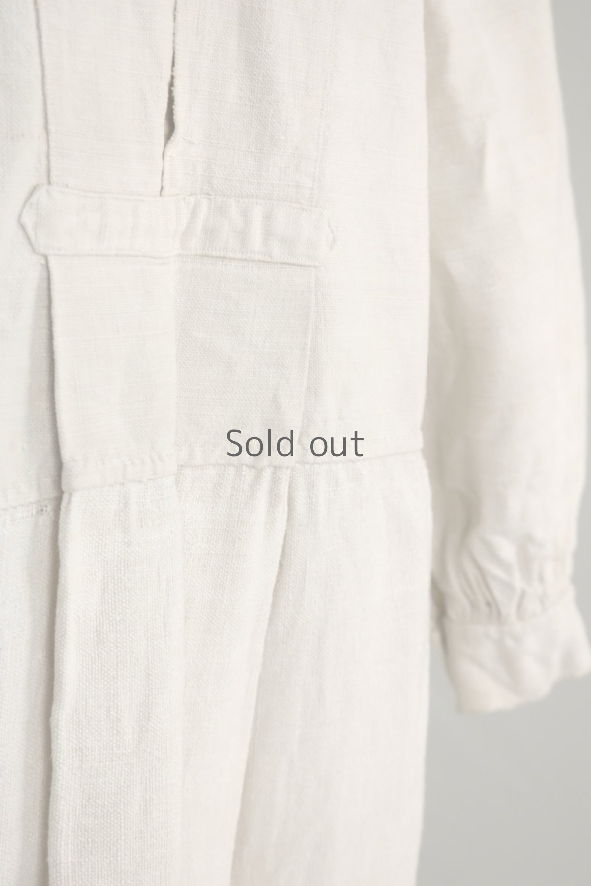 画像5: 【フランス】２０世紀初頭のアンティークリネン　スモックロングシャツ（白色/襟リペアあり） (5)