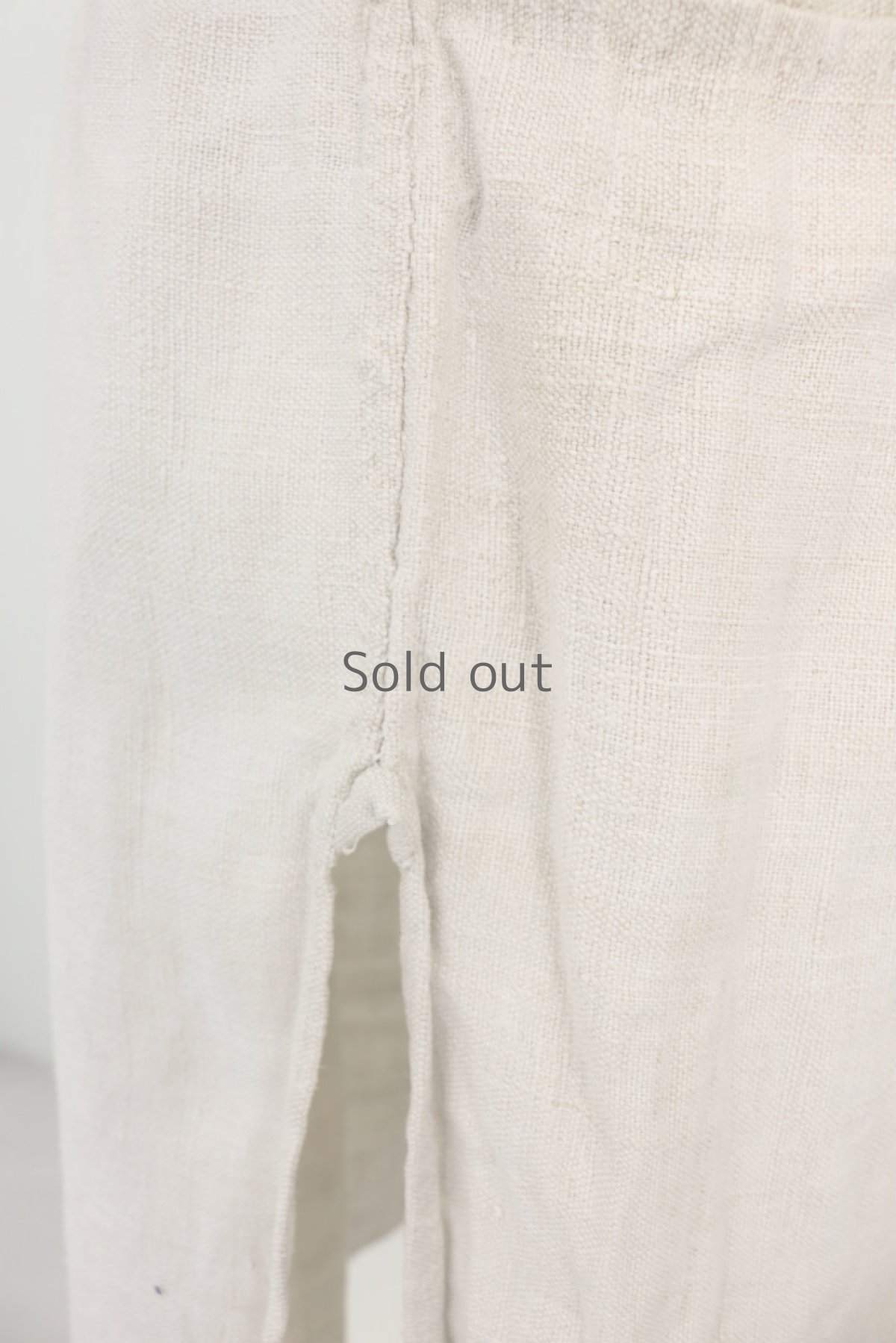 画像12: 【フランス】２０世紀初頭のアンティークリネン　スモックロングシャツ（白色/襟リペアあり） (12)