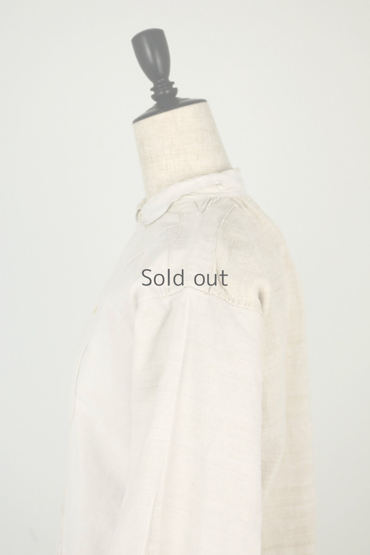 画像8: 【フランス】２０世紀初頭のアンティークリネン　スモックロングシャツ（白色/襟リペアあり） (8)