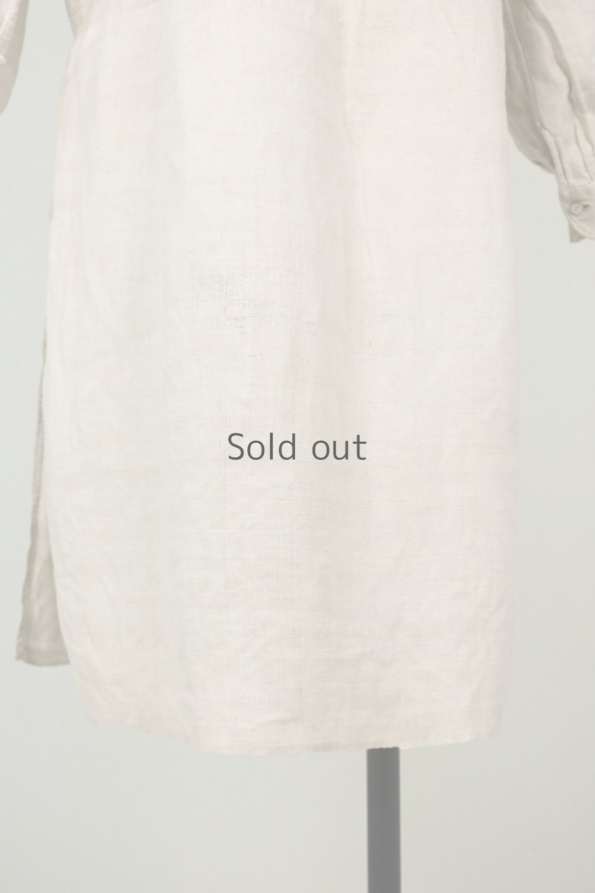 画像15: 【フランス】２０世紀初頭のアンティークリネン　スモックロングシャツ（白色/襟リペアあり） (15)