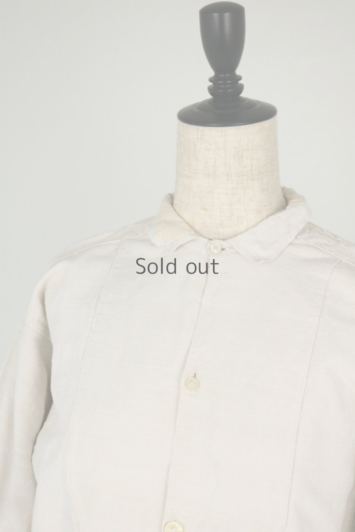 画像3: 【フランス】２０世紀初頭のアンティークリネン　スモックロングシャツ（白色/襟リペアあり） (3)