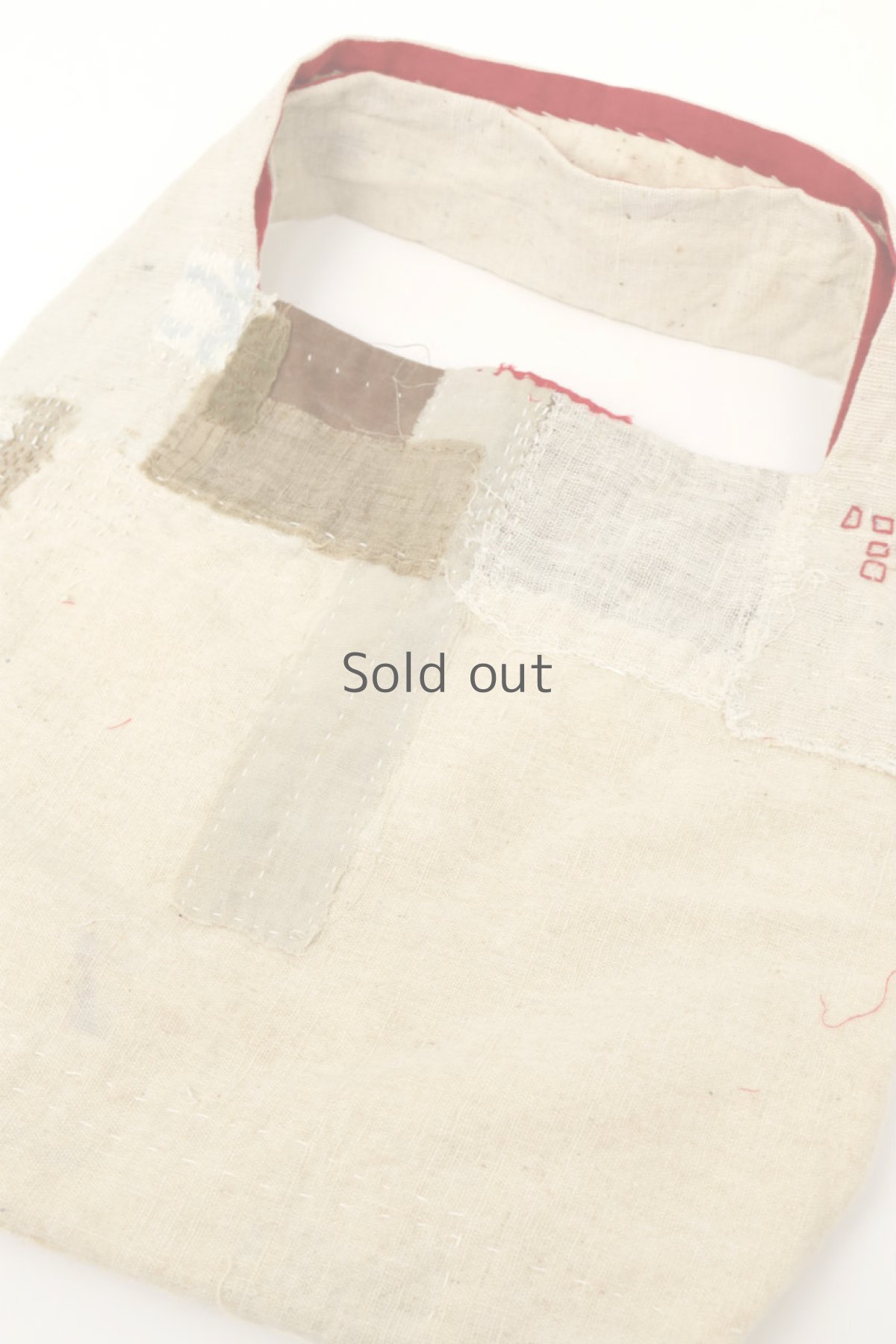 画像6: 【ササキチホ】生成り古布　四角模様　手提げ　小さめのバッグ（幅広） (6)