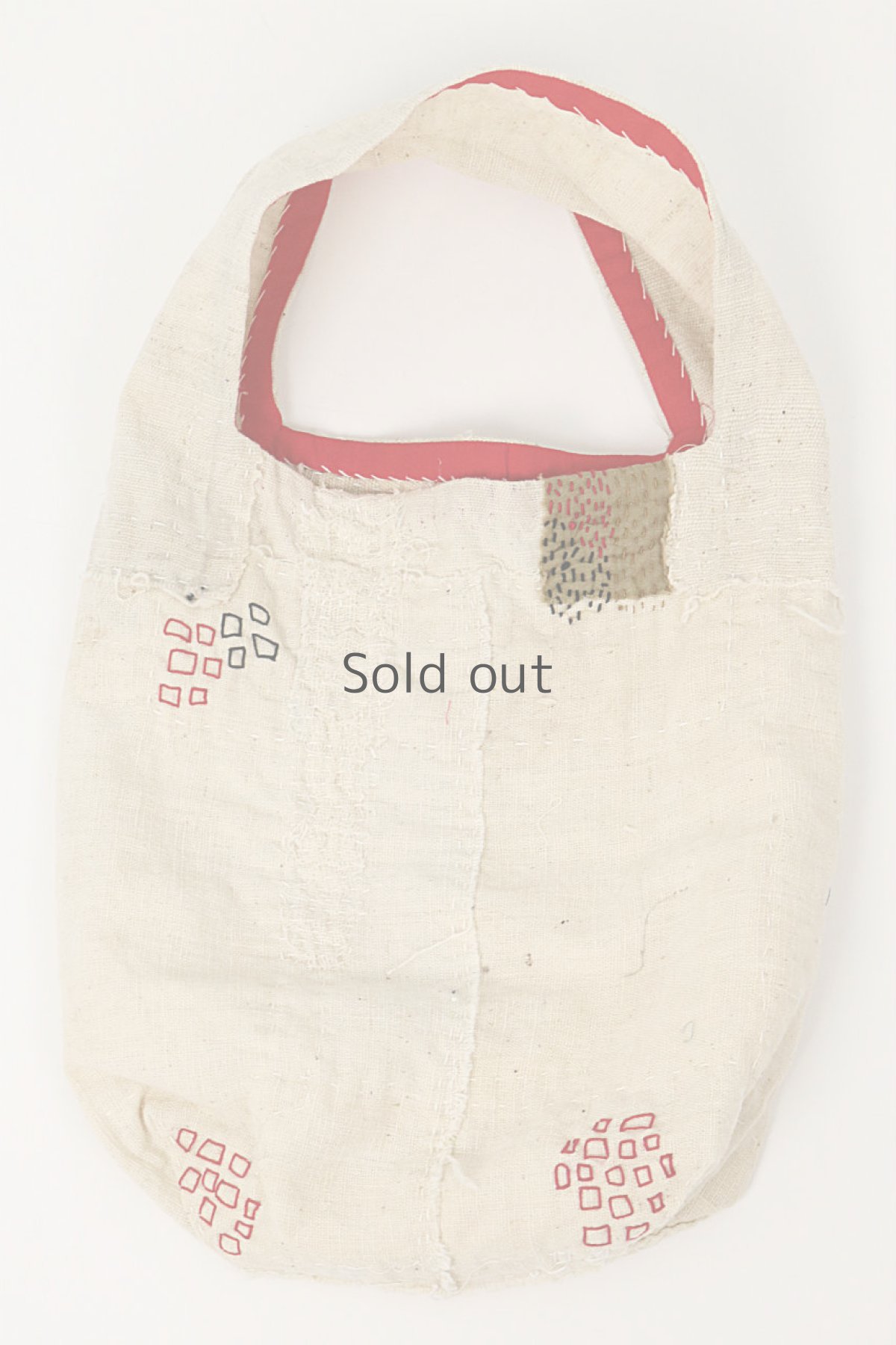 画像5: 【ササキチホ】生成り古布　四角模様　手提げ　小さめのバッグ (5)