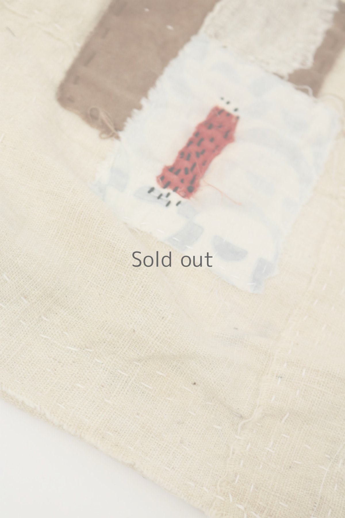 画像3: 【ササキチホ】生成り古布　四角模様　手提げ　小さめのバッグ（幅広） (3)